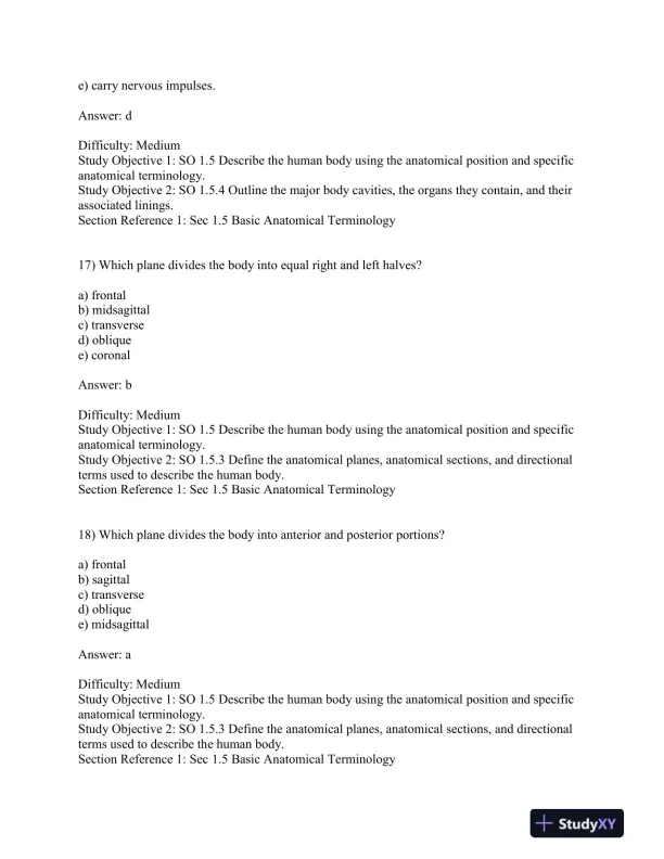 Test Bank For Principles Of Anatomy And Physiology, 13th Edition - Page 8 preview image