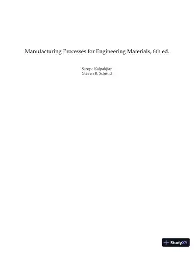 Solution Manual for Manufacturing Processes for Engineering Materials, 6th Edition - Page 1 preview image