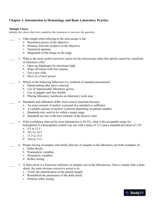 Hematology in Practice 2nd Edition Test Bank - Page 1 preview image