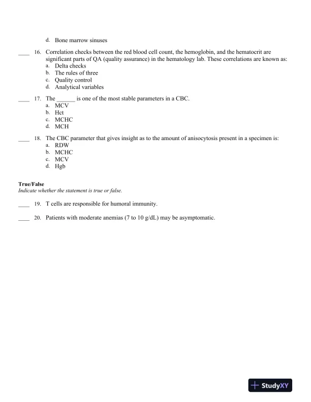 Hematology in Practice 2nd Edition Test Bank - Page 9 preview image