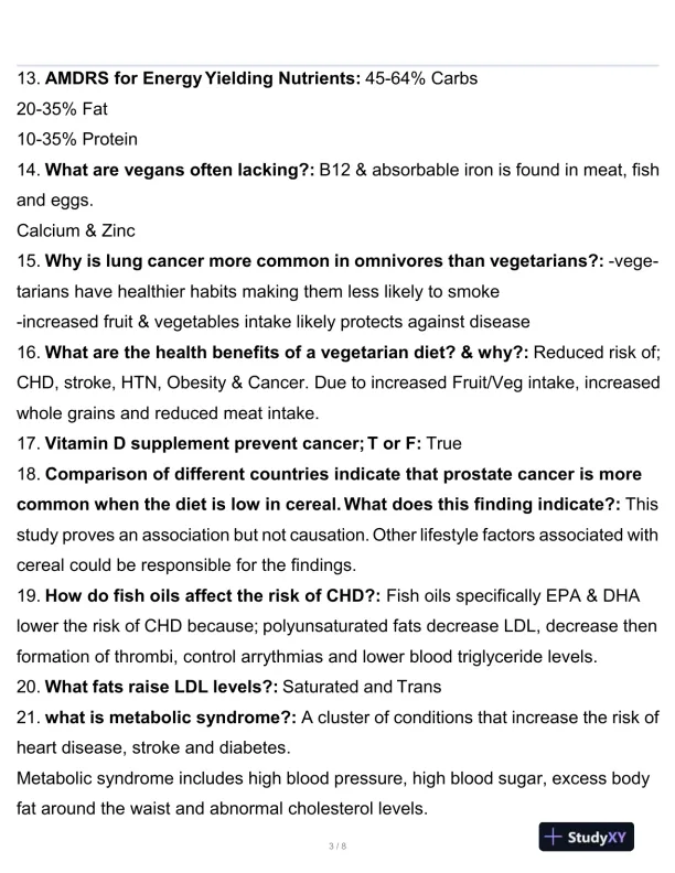 Athabasca University Nutrition 331 Nursing Diagnosis Final Exam With Answers (73 Solved Questions) - Page 4 preview image