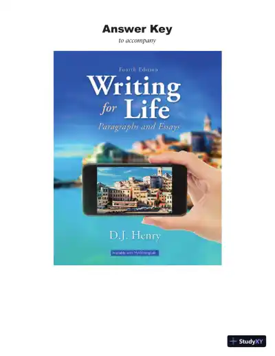 Writing for Life: Paragraphs and Essays, MLA Update, 4th Edition Solution Manual - Page 1 preview image