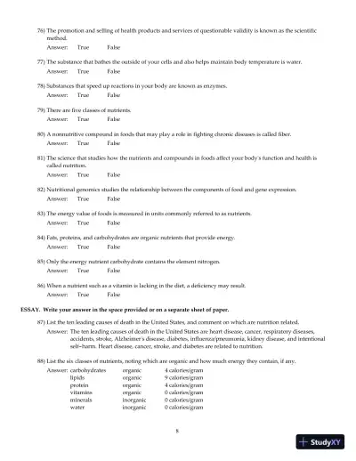 Nutrition And You, 4th Edition Test Bank - Page 9 preview image