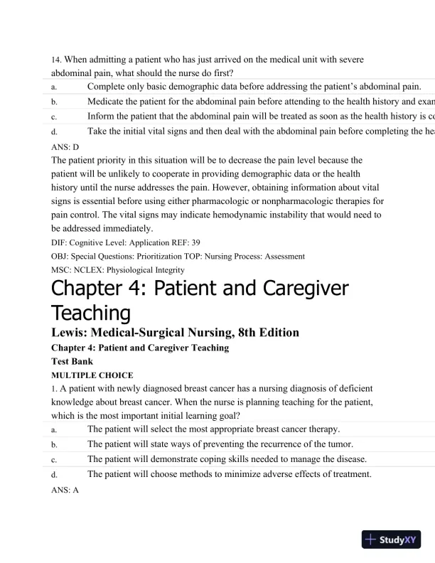 Test Bank For Medical-Surgical Nursing: Assessment and Management of Clinical Problems, 8th Edition - Page 22 preview image