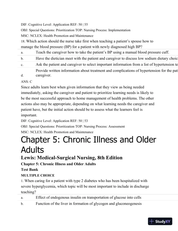 Test Bank For Medical-Surgical Nursing: Assessment and Management of Clinical Problems, 8th Edition - Page 30 preview image