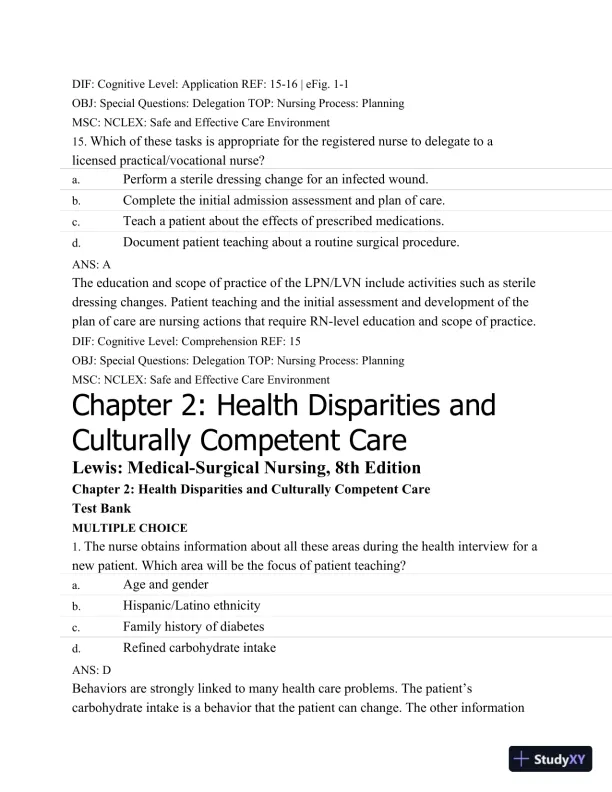 Test Bank For Medical-Surgical Nursing: Assessment and Management of Clinical Problems, 8th Edition - Page 8 preview image