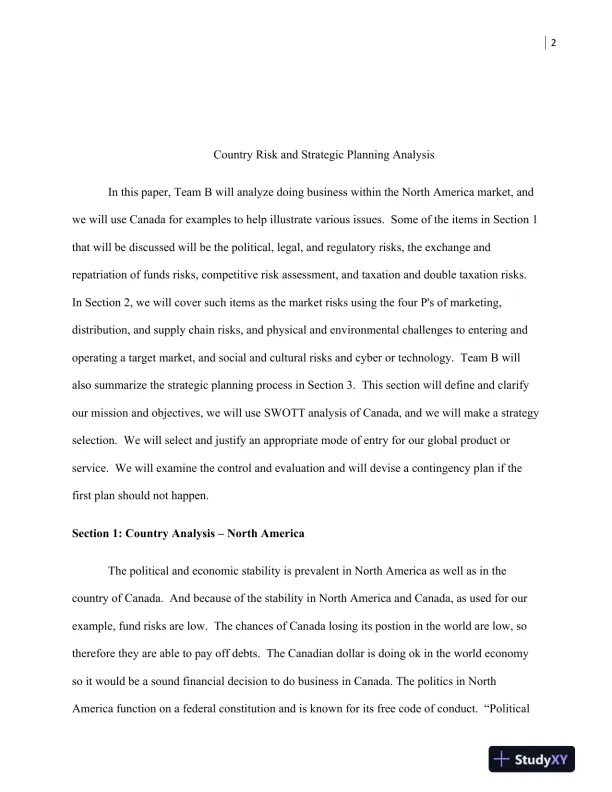 MGT 448 Country Risk and Strategic Planning Analysis - Page 3 preview image