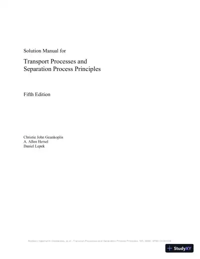 Solution Manual for Transport Processes and Separation Process Principles, 5th Edition - Page 1 preview image