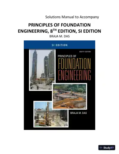 Principles Of Foundation Engineering, 8th Edition Solution Manual - Page 1 preview image