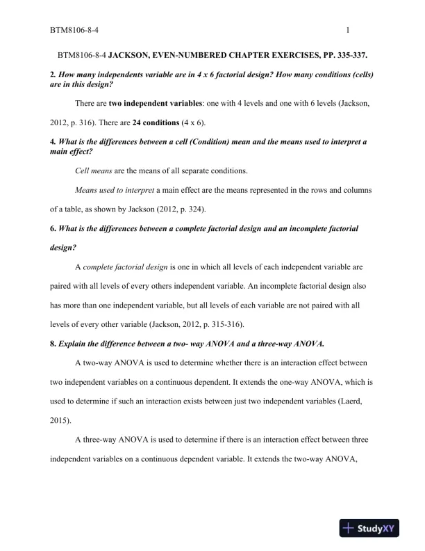 BTM8106-8-4 Jackson, Even-Numbered Chapter Exercises - Page 1 preview image