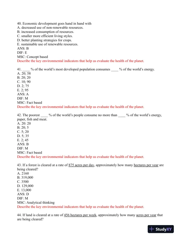 Environmental Science: Foundations and Applications 1st Edition Test Bank - Page 12 preview image