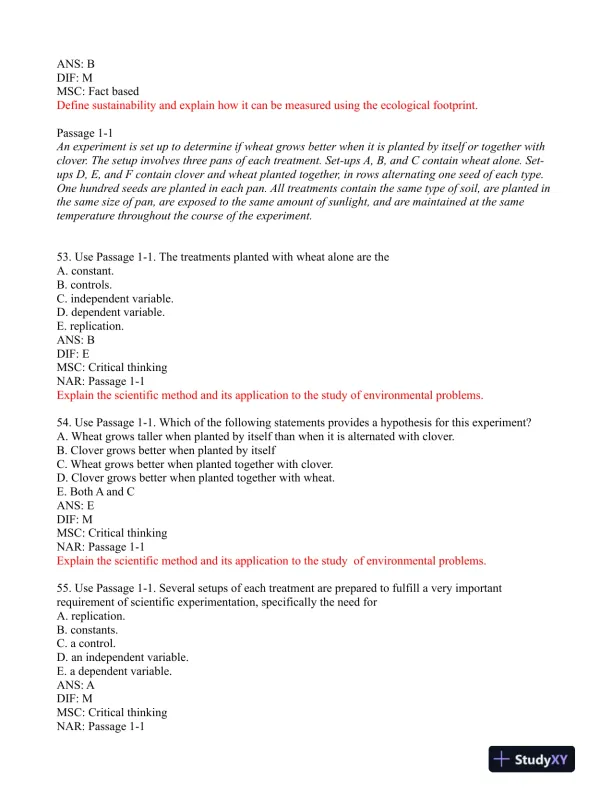 Environmental Science: Foundations and Applications 1st Edition Test Bank - Page 15 preview image