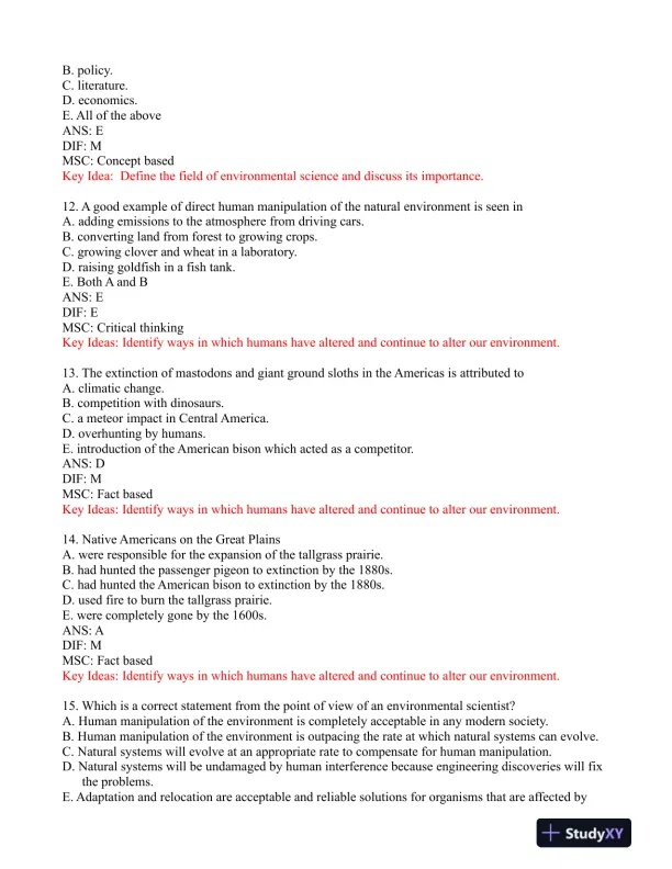 Environmental Science: Foundations and Applications 1st Edition Test Bank - Page 5 preview image