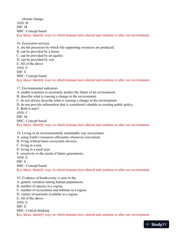 Environmental Science: Foundations and Applications 1st Edition Test Bank - Page 6 preview image