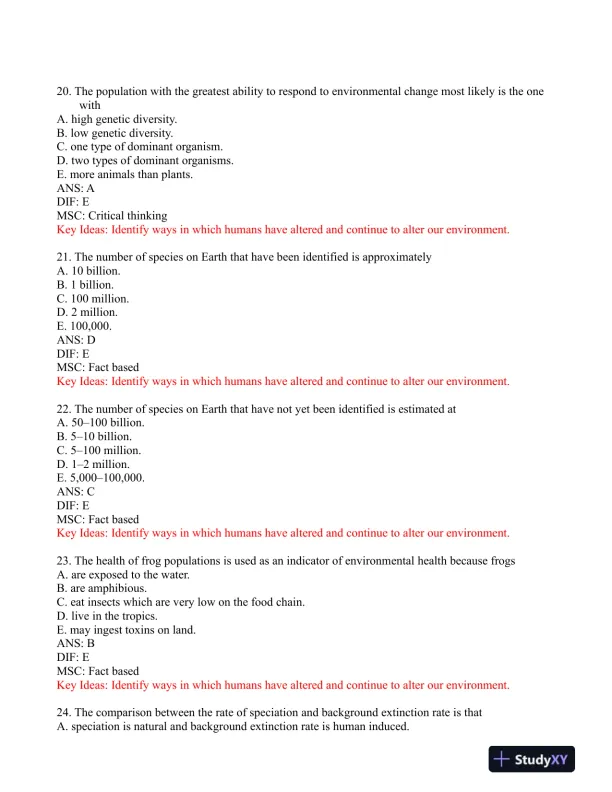 Environmental Science: Foundations and Applications 1st Edition Test Bank - Page 7 preview image