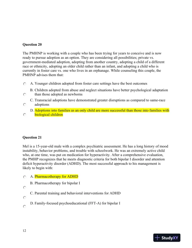 NURS6660 Walden University Psychology Final Exam With Answers (75 Solved Questions) - Page 13 preview image