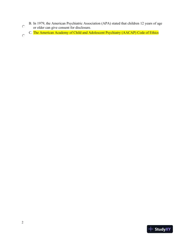 NURS6660 Walden University Psychology Final Exam With Answers (75 Solved Questions) - Page 3 preview image