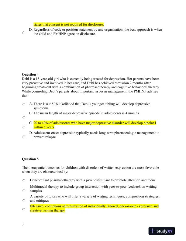 NURS6660 Walden University Psychology Final Exam With Answers (75 Solved Questions) - Page 4 preview image