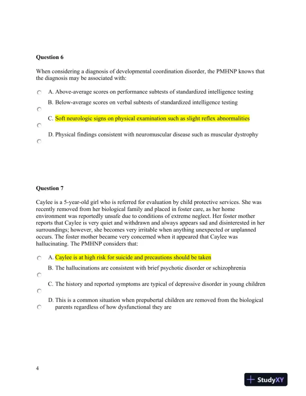 NURS6660 Walden University Psychology Final Exam With Answers (75 Solved Questions) - Page 5 preview image