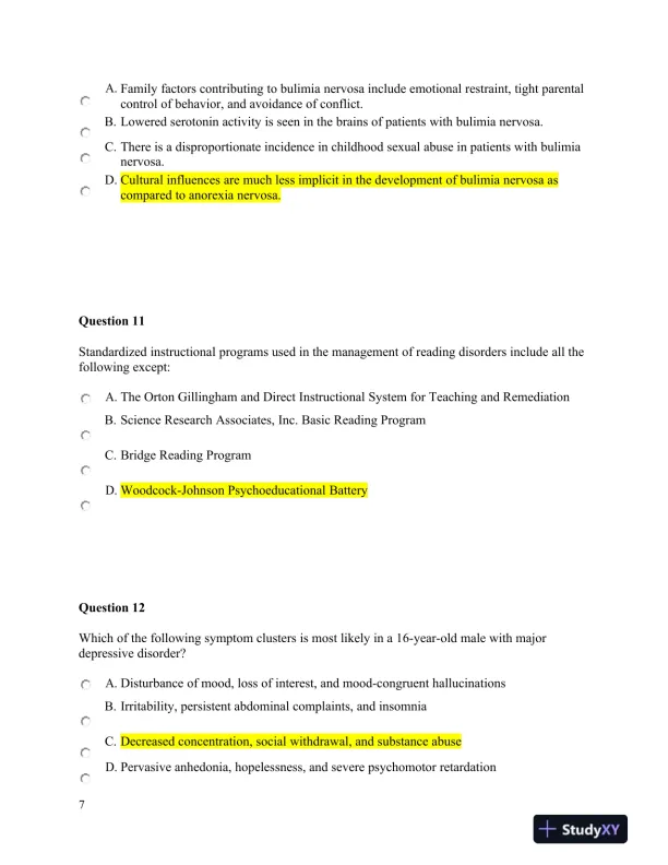 NURS6660 Walden University Psychology Final Exam With Answers (75 Solved Questions) - Page 8 preview image