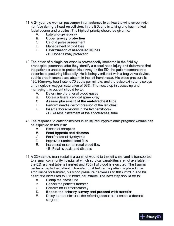 2023 ATLS Clinical analysis Practice Exam With Answers (177 Solved Questions) - Page 12 preview image