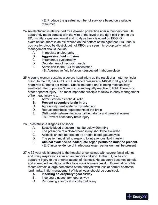 2023 ATLS Clinical analysis Practice Exam With Answers (177 Solved Questions) - Page 8 preview image