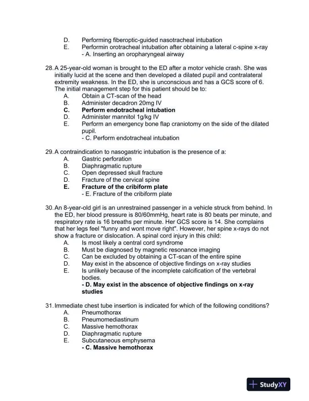 2023 ATLS Clinical analysis Practice Exam With Answers (177 Solved Questions) - Page 9 preview image