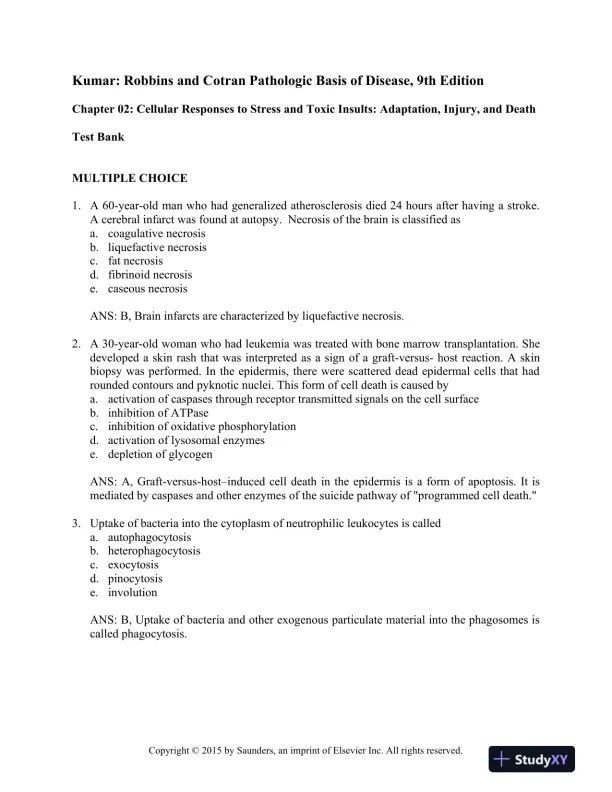 Robbins and Cotran Pathologic Basis of Disease (Robbins Pathology) 9th Edition Test Bank - Page 1 preview image