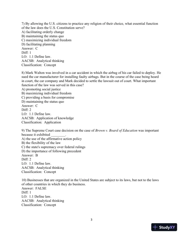 Test Bank for Business Law, 10th Edition - Page 4 preview image