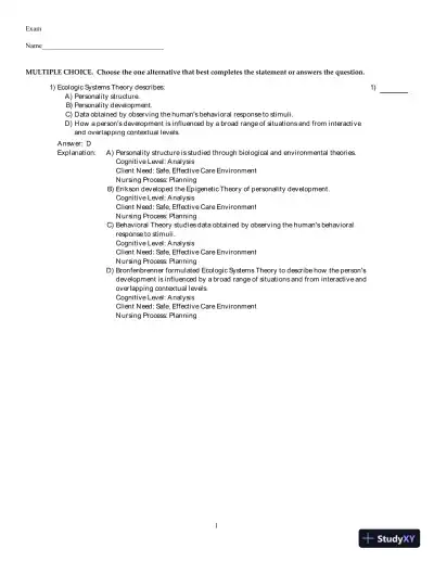 Health Promotion Strategies Through The Life Span , 8th Edition Test Bank - Page 1 preview image