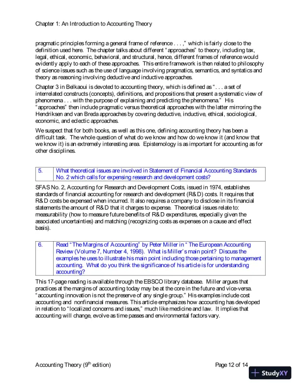 Solution Manual for Accounting Theory: Conceptual Issues in a Political and Economic Environment, 9th Edition - Page 13 preview image