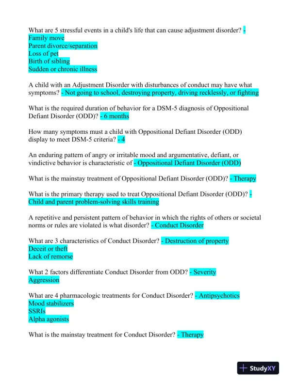 2023 LMR Mental Health PMHNP Certification Review Exam With Answers (520 Solved Questions) - Page 11 preview image