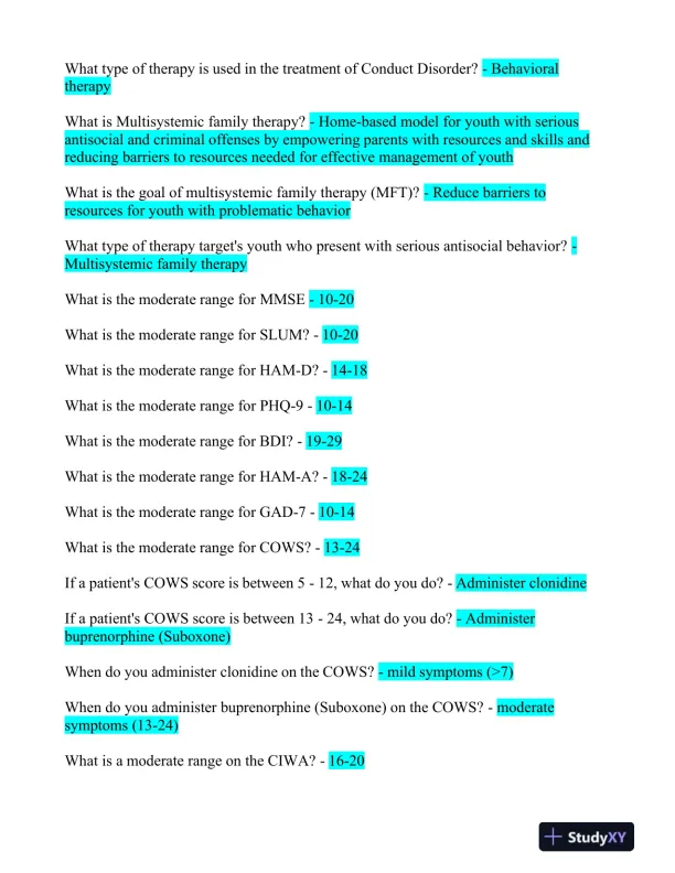 2023 LMR Mental Health PMHNP Certification Review Exam With Answers (520 Solved Questions) - Page 12 preview image