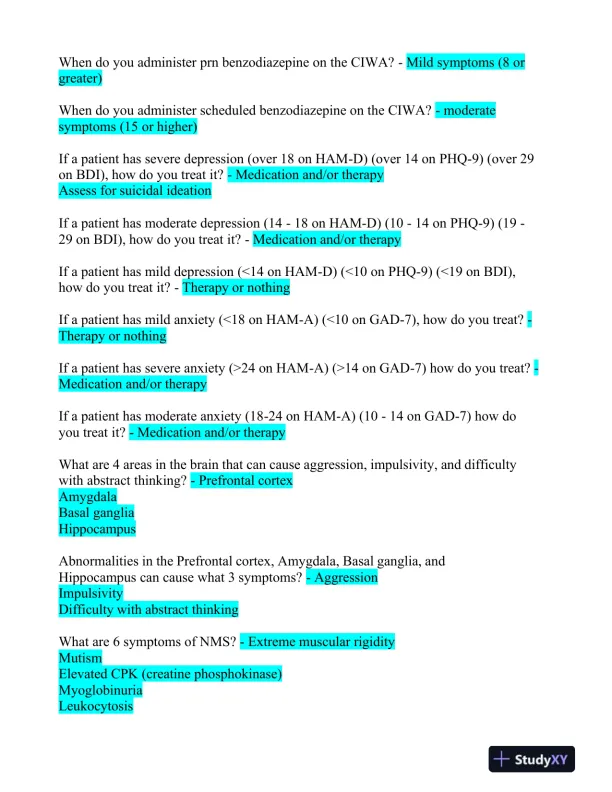 2023 LMR Mental Health PMHNP Certification Review Exam With Answers (520 Solved Questions) - Page 13 preview image