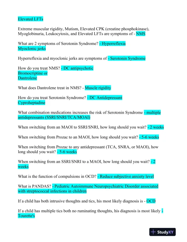 2023 LMR Mental Health PMHNP Certification Review Exam With Answers (520 Solved Questions) - Page 14 preview image
