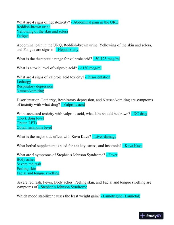 2023 LMR Mental Health PMHNP Certification Review Exam With Answers (520 Solved Questions) - Page 4 preview image