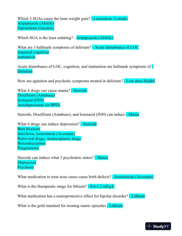2023 LMR Mental Health PMHNP Certification Review Exam With Answers (520 Solved Questions) - Page 5 preview image