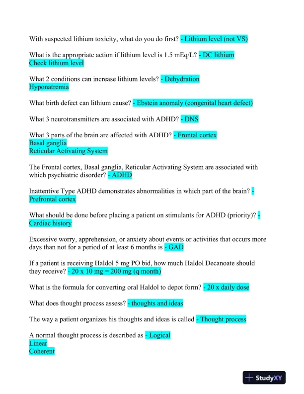 2023 LMR Mental Health PMHNP Certification Review Exam With Answers (520 Solved Questions) - Page 7 preview image