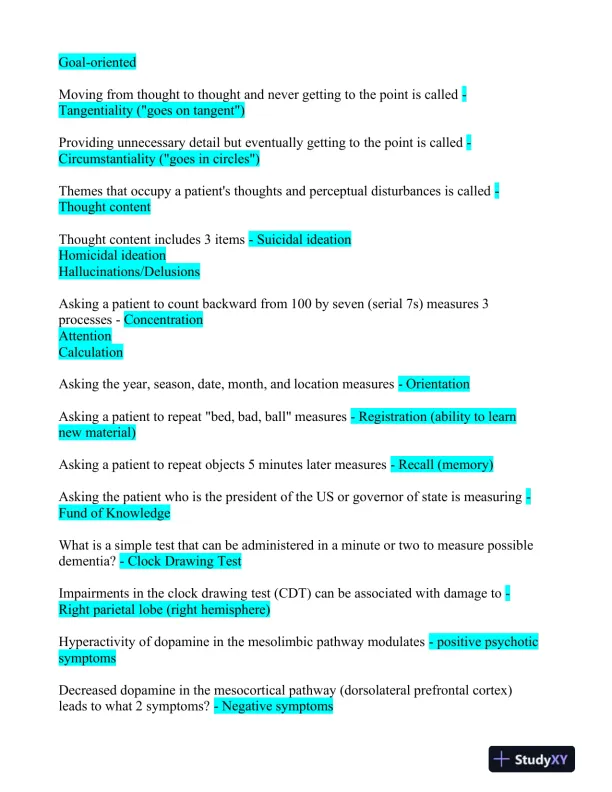 2023 LMR Mental Health PMHNP Certification Review Exam With Answers (520 Solved Questions) - Page 8 preview image