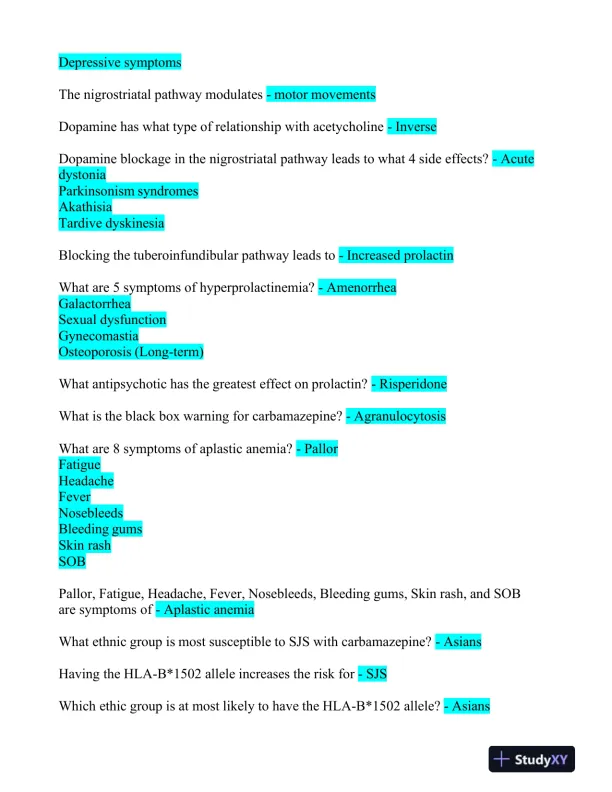 2023 LMR Mental Health PMHNP Certification Review Exam With Answers (520 Solved Questions) - Page 9 preview image