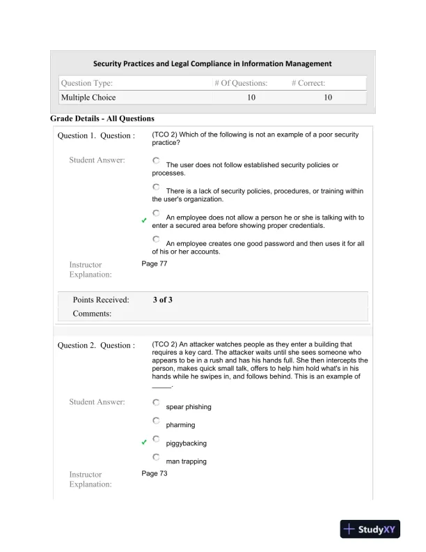 Security Practices and Legal Compliance in Information Management - Page 1 preview image