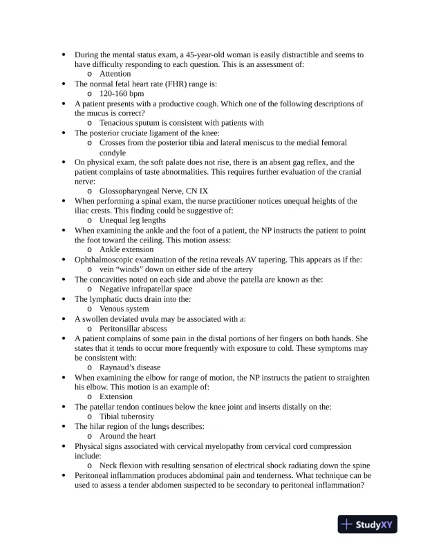 NUR634 Anatomy and Physiology 3P Practice Question With Answers (619 Solved Questions) - Page 10 preview image