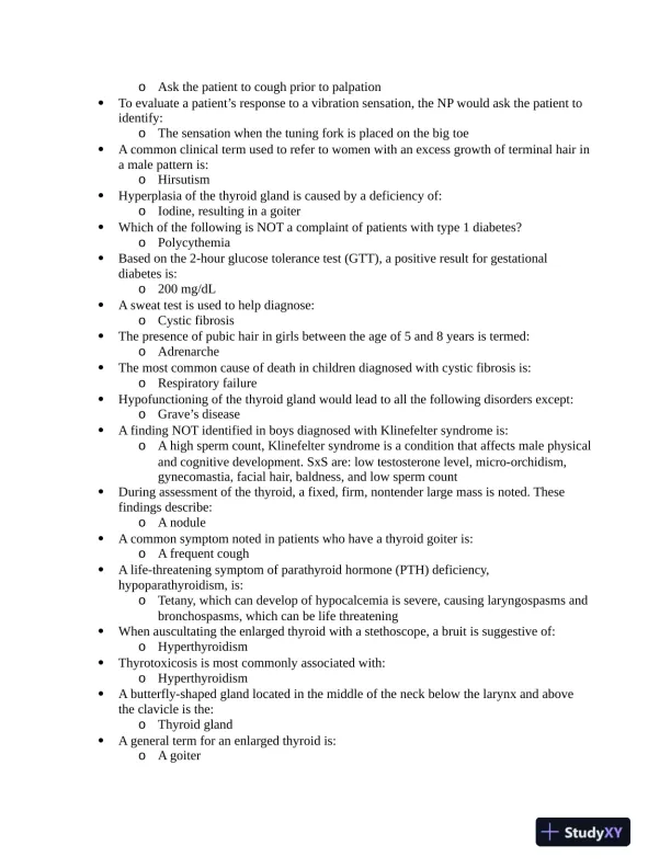NUR634 Anatomy and Physiology 3P Practice Question With Answers (619 Solved Questions) - Page 11 preview image