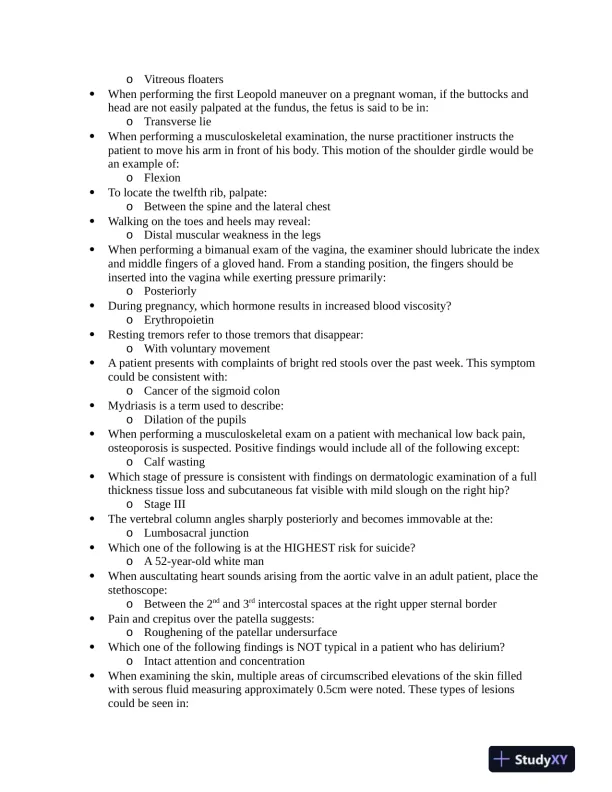 NUR634 Anatomy and Physiology 3P Practice Question With Answers (619 Solved Questions) - Page 3 preview image
