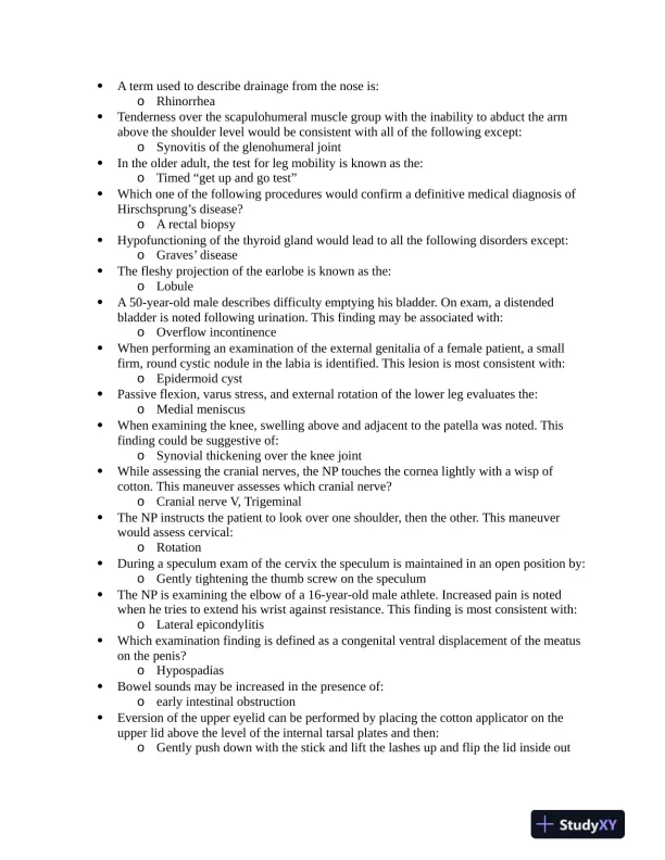 NUR634 Anatomy and Physiology 3P Practice Question With Answers (619 Solved Questions) - Page 5 preview image