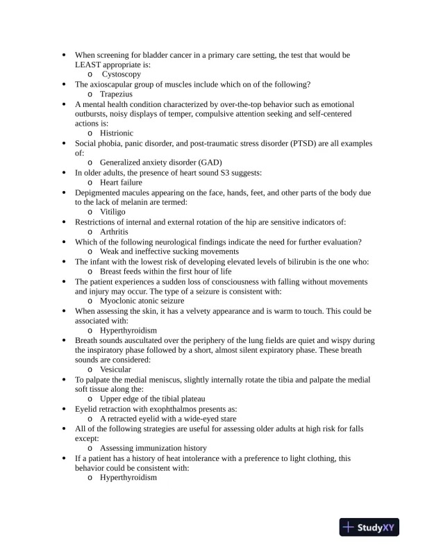 NUR634 Anatomy and Physiology 3P Practice Question With Answers (619 Solved Questions) - Page 7 preview image