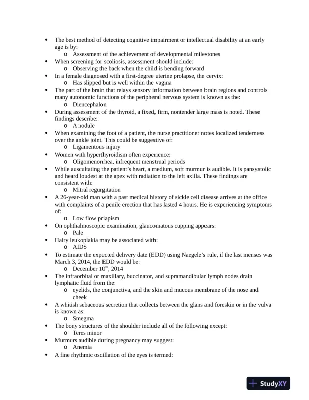 NUR634 Anatomy and Physiology 3P Practice Question With Answers (619 Solved Questions) - Page 8 preview image