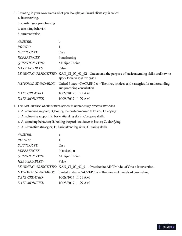 Test Bank For A Guide to Crisis Intervention, 6th Edition - Page 28 preview image