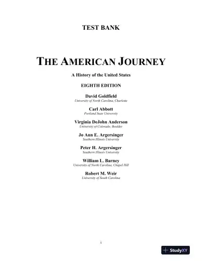 Test Bank for The American Journey: A History of the United States, Combined Volume, 8th Edition - Page 1 preview image