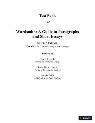 Test Bank for Wordsmith: A Guide to Paragraphs & Short Essays, 7th Edition - Page 1 preview image